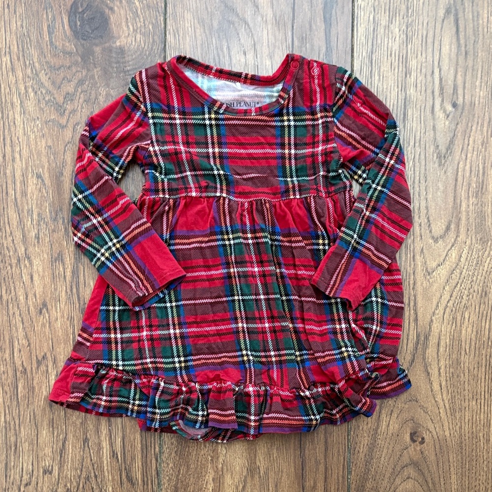 Posh Peanut Tartan Plaid Long Sleeve Bodysuit Dress 18-24 Months